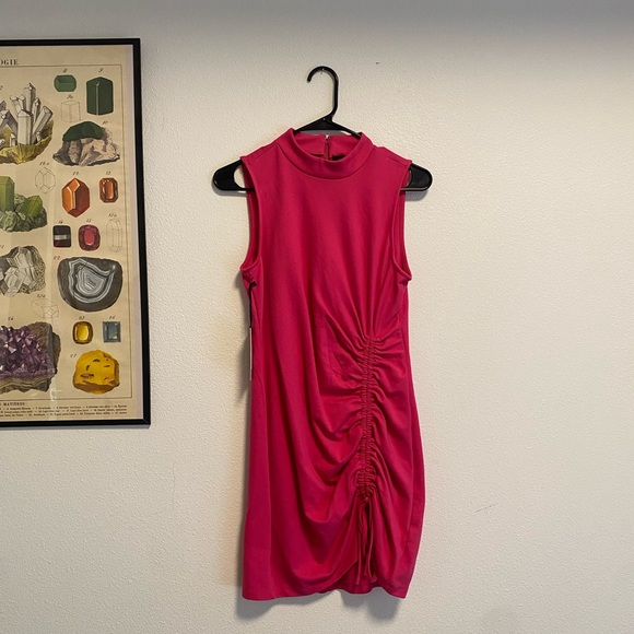 HALOGEN Hot Pink Mini Dress with cinched design - Picture 9 of 10